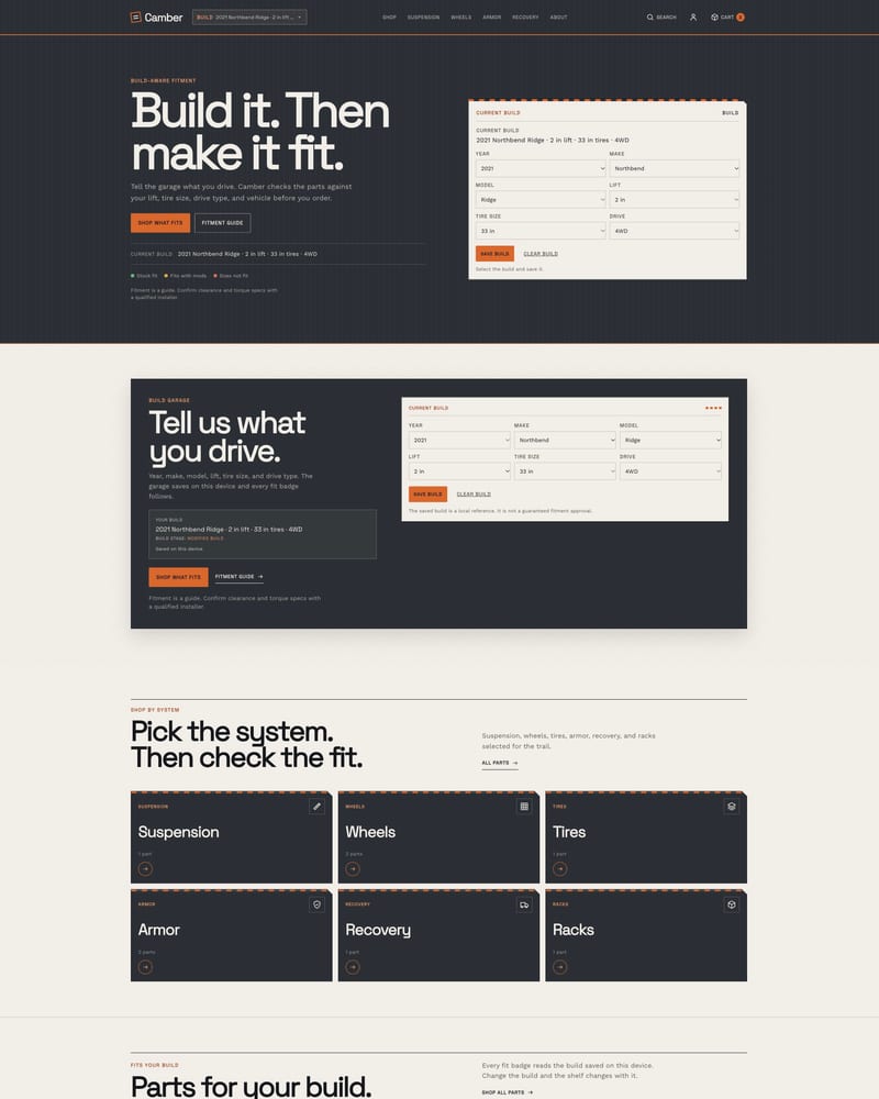 Camber theme home page