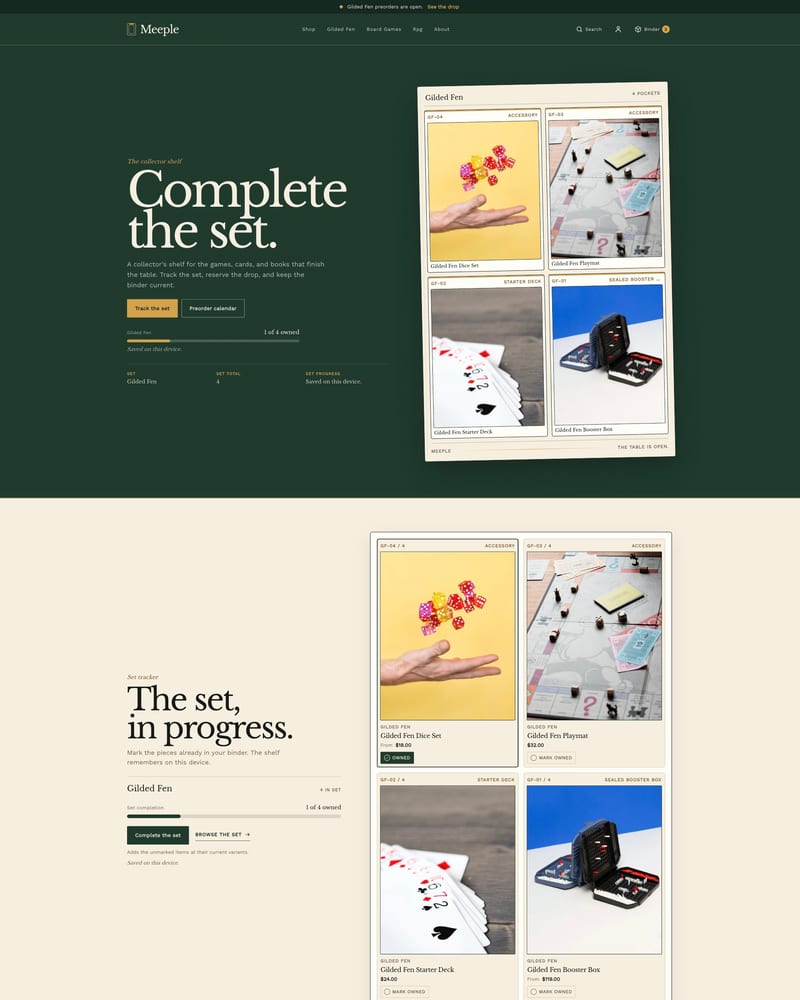 Meeple theme home page