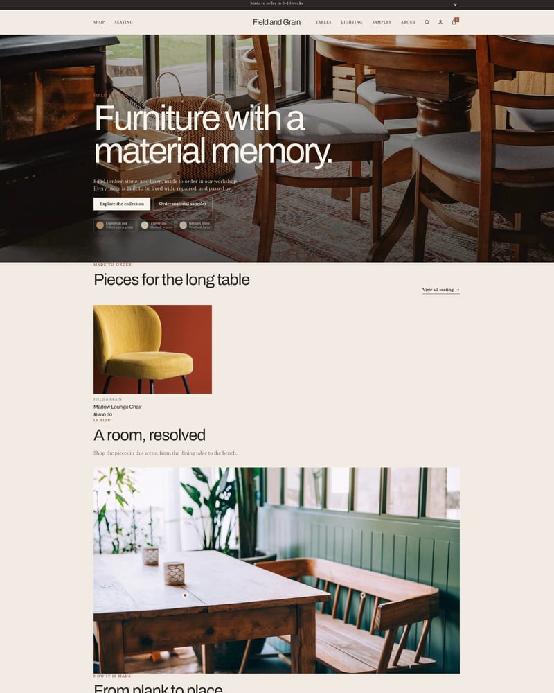 Tenon theme home page